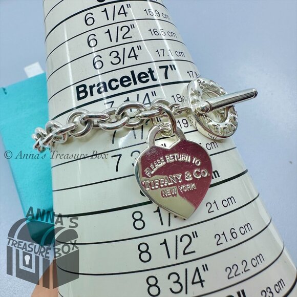 Tiffany & Co. 925 Silver MED RTT Heart Tag Toggle 8.5" Bracelet (pouch) - Picture 8 of 8